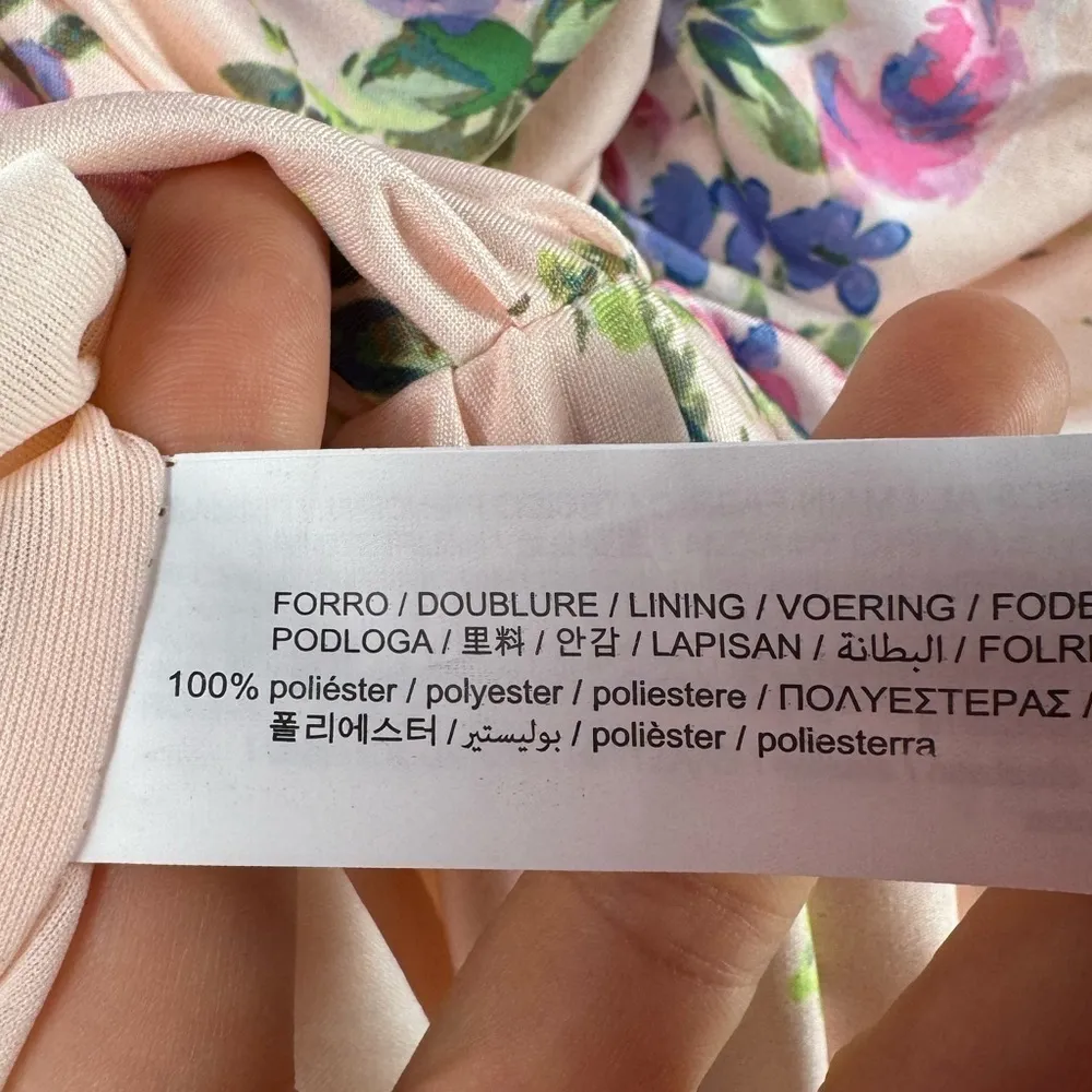 NEW Zara Floral Print Ruched‎ Mini Dress in Pale Pink Size Small - Image 7