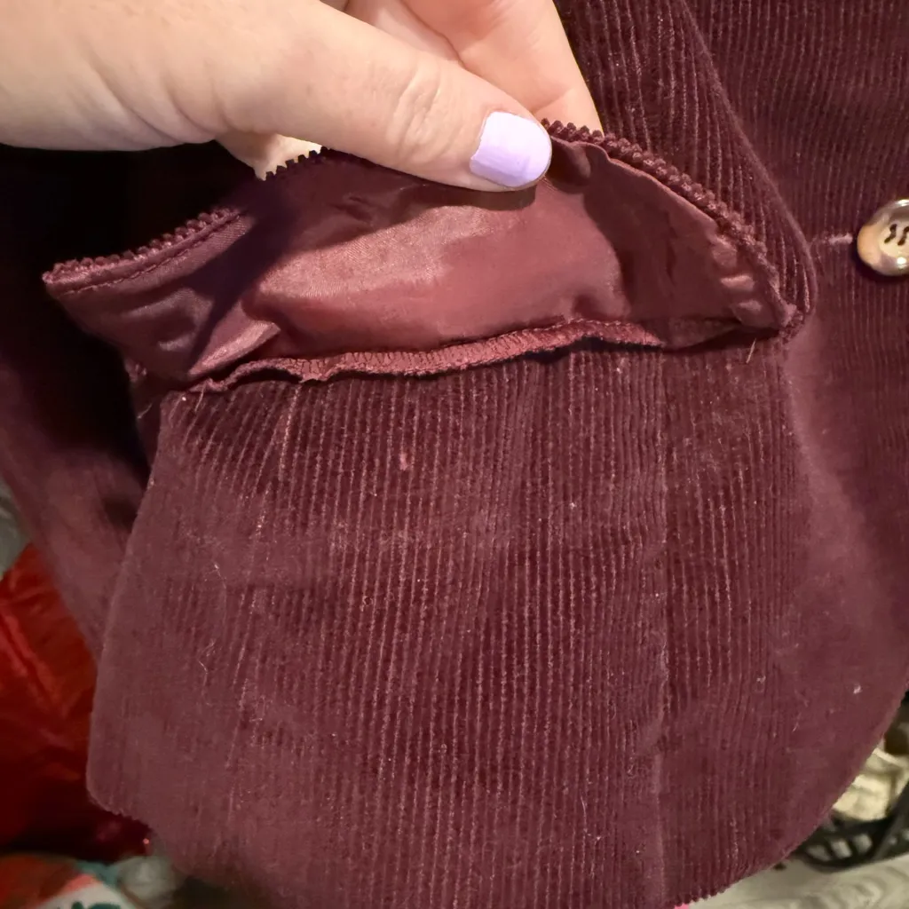 That’s me USA Vintage Burgundy Corduroy Blazer size 9 Red - Image 2