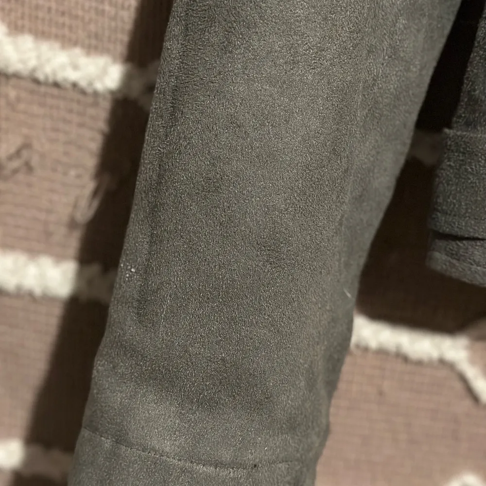 Gray Suede JACK by BB Dakota Fitted Motorcycle Jacket Coat - Image 4