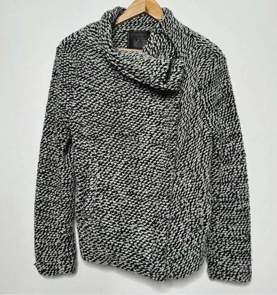 BLANK NYC Marled Boucle Asymmetrical Zip Wool Blend Jacket Size Medium - Image 3