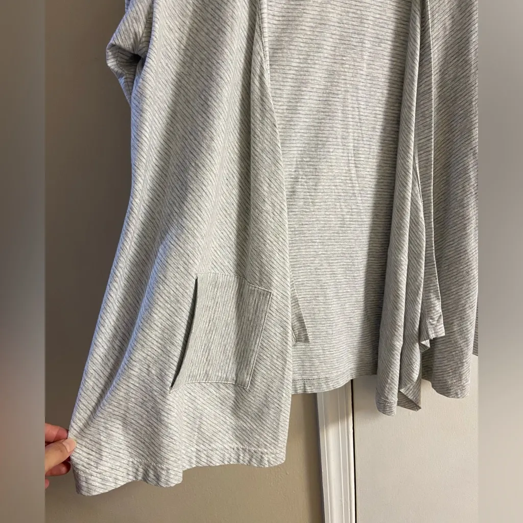 J Jill Pure Jill cascading cardigan striped heather grey pima cotton XS/S Gray - Image 4