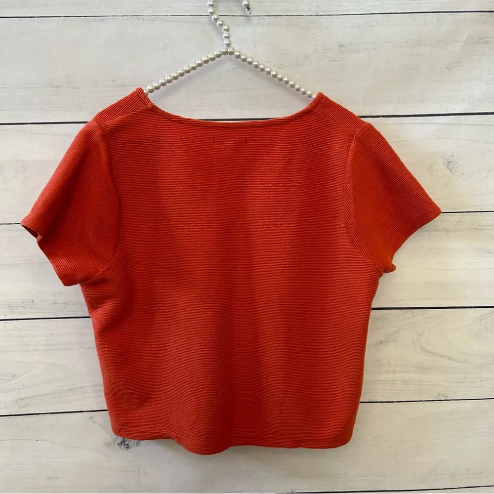 MADEWELL | Orange Oversized Crop Top Bohemian Size Medium - Image 3