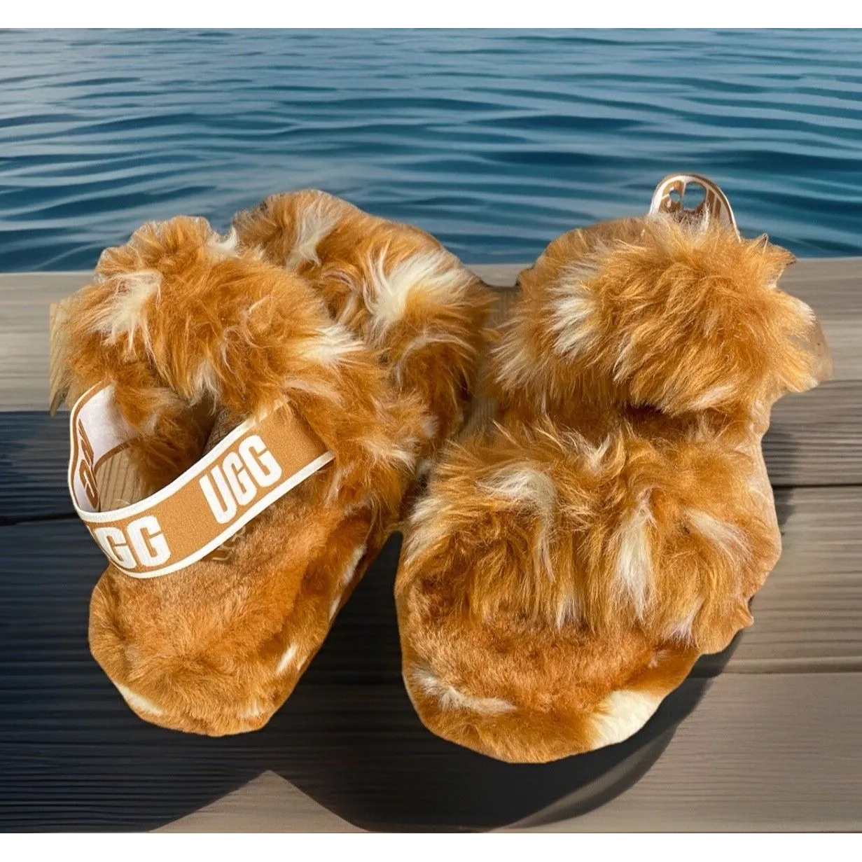 NWOT UGG Oh Yeah Spots Slipper 1118165 Natural Real Lamb Fur Women's Size 9 - Image 2