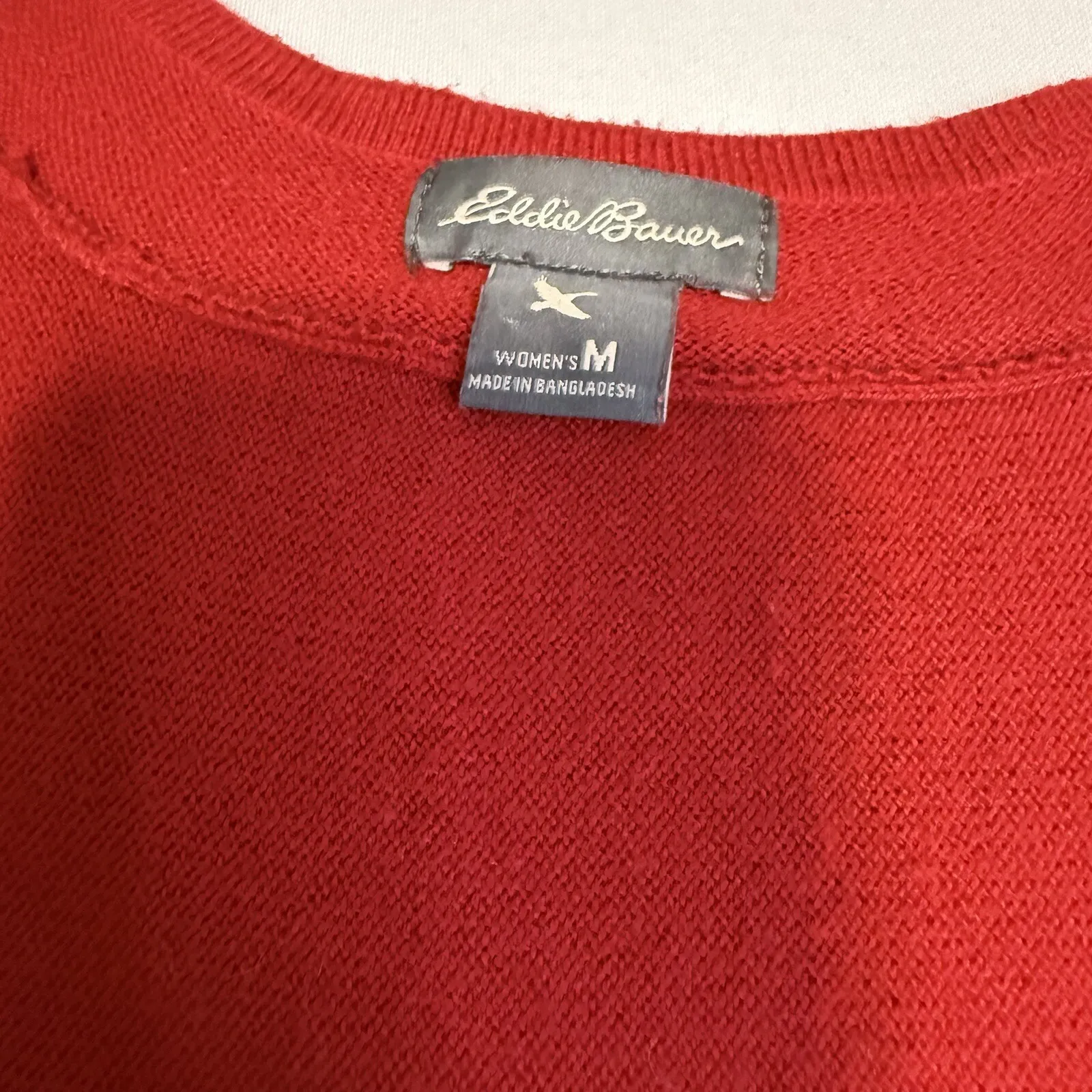 Eddie Bauer Women's Red‎ V-Neck Long Sleeve Warm Work Top Sweater, Size Medium # - Image 7