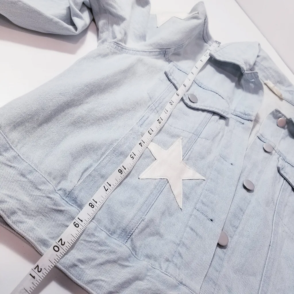 Altar'd State Light Blue Star-Patterned Patchwork  Denim Jacket and Skirt Set - Image 8