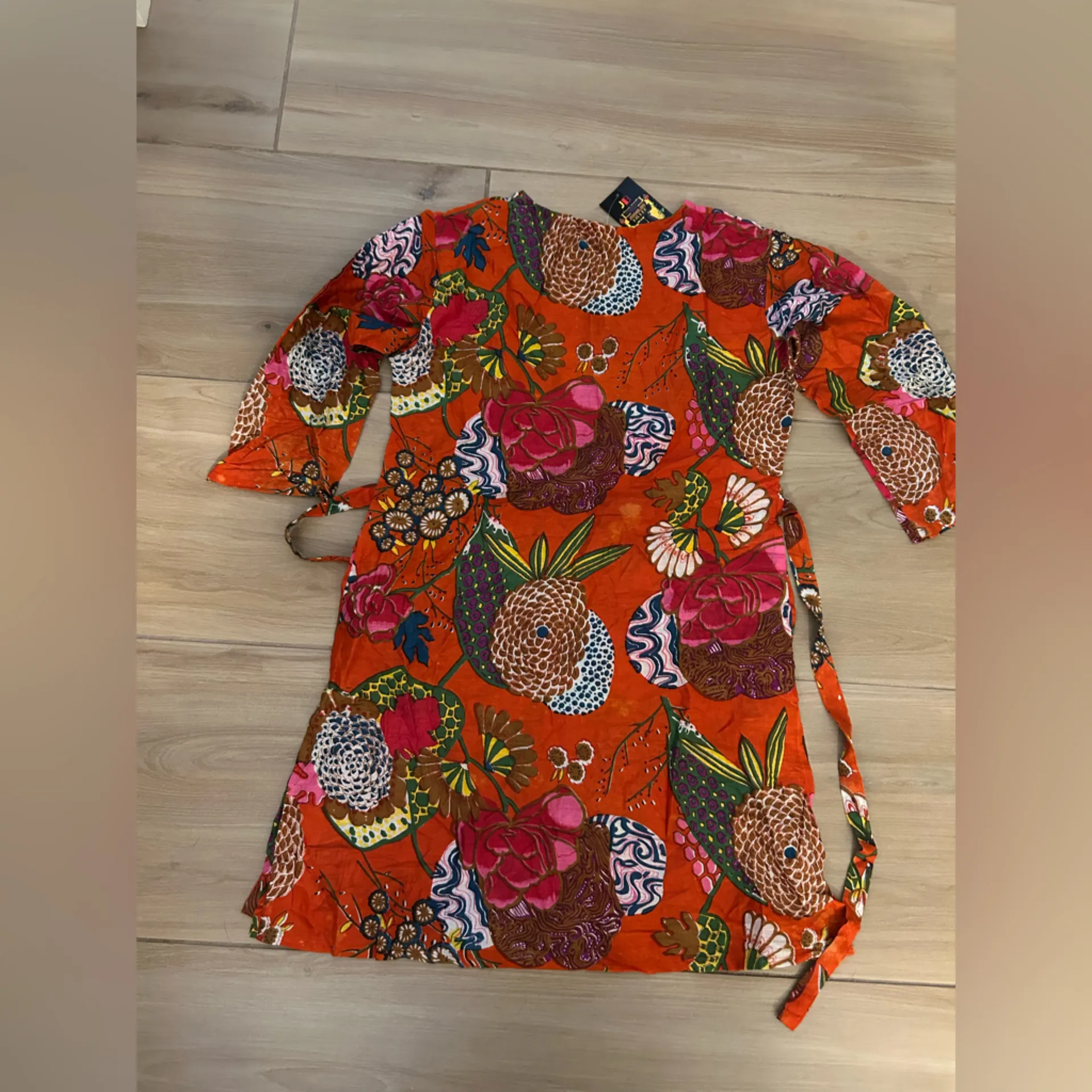 NWT Junglee Billee Lightweight Cotton Belted Dress India M Red Size M - Image 2