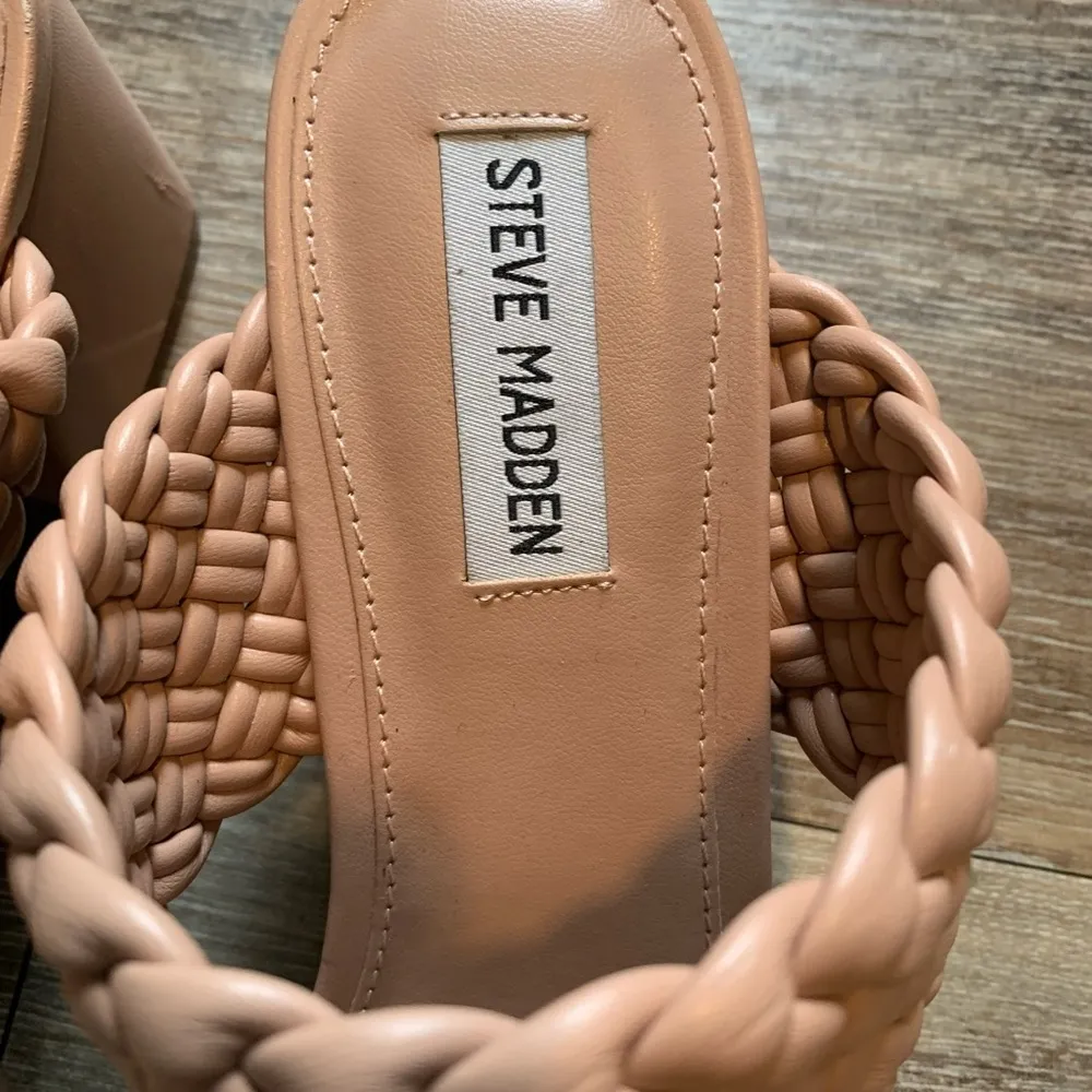 Steve Madden Tielo Woven Fashion Texture Straps Slide Stacked Heeled Sandals 9 - Image 3