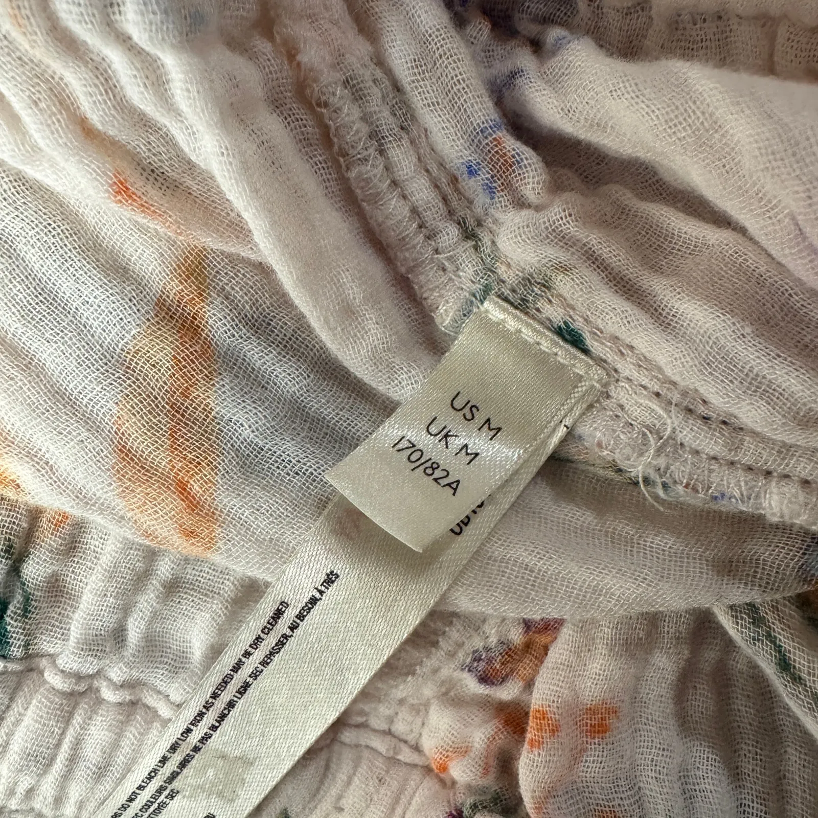 Anthropologie Medium Pajama Bottom Shorts Floral Ruffled Gauzy Lightweight Multi - Image 7