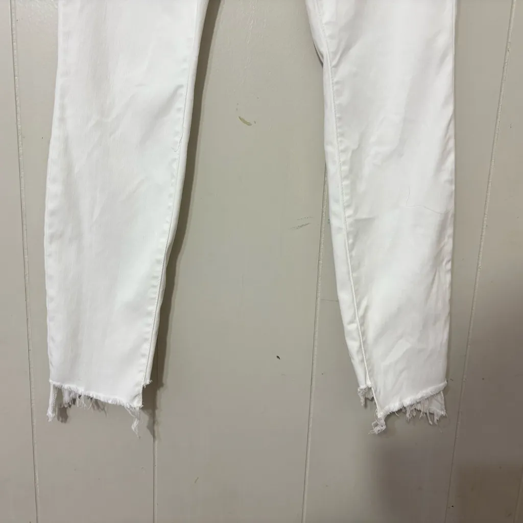 Mother The Stunner Two Step Fray Skinny Jeans – Glass Slipper White, Size 28 White - Image 4