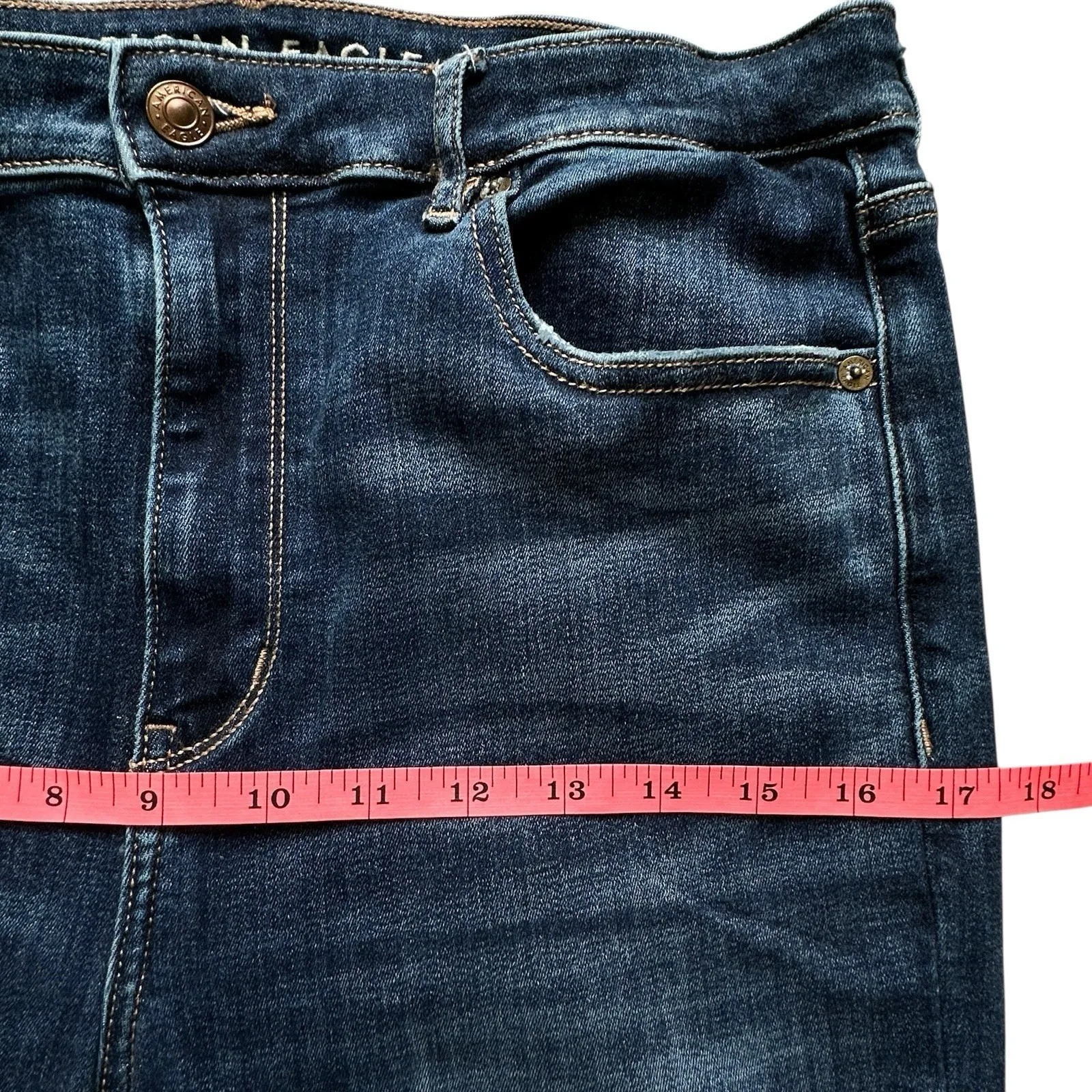 American Eagle Super High‎ Rise Flare Jeans 14 Reg split hem Cloudy blue wash - Image 5