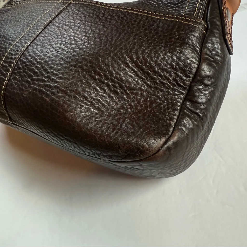 Vintage COACH Brown Pebble Leather Shoulder Bag, "Chelsea" Flap Bag F12336 - Image 11