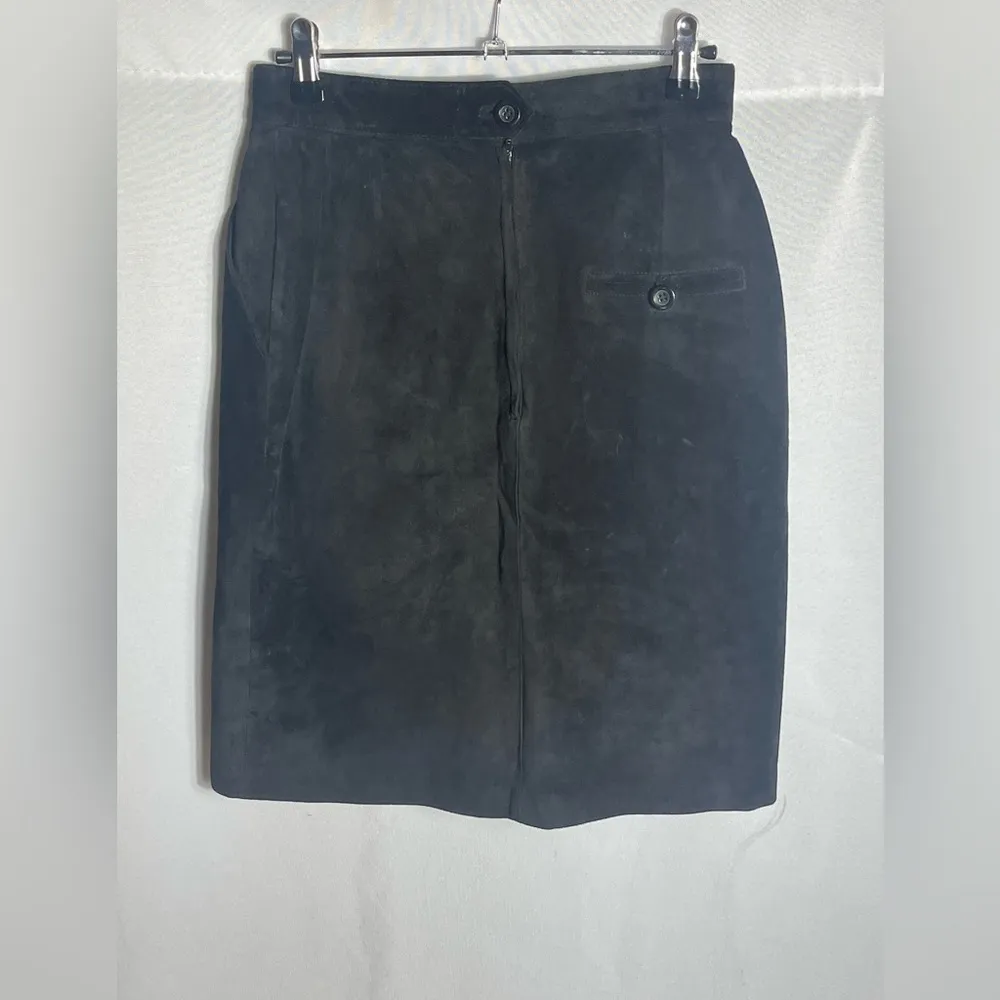 Vintage Toffs Black Suede Pencil Skirt Size Small 100% Pig Suede Lined - Image 5