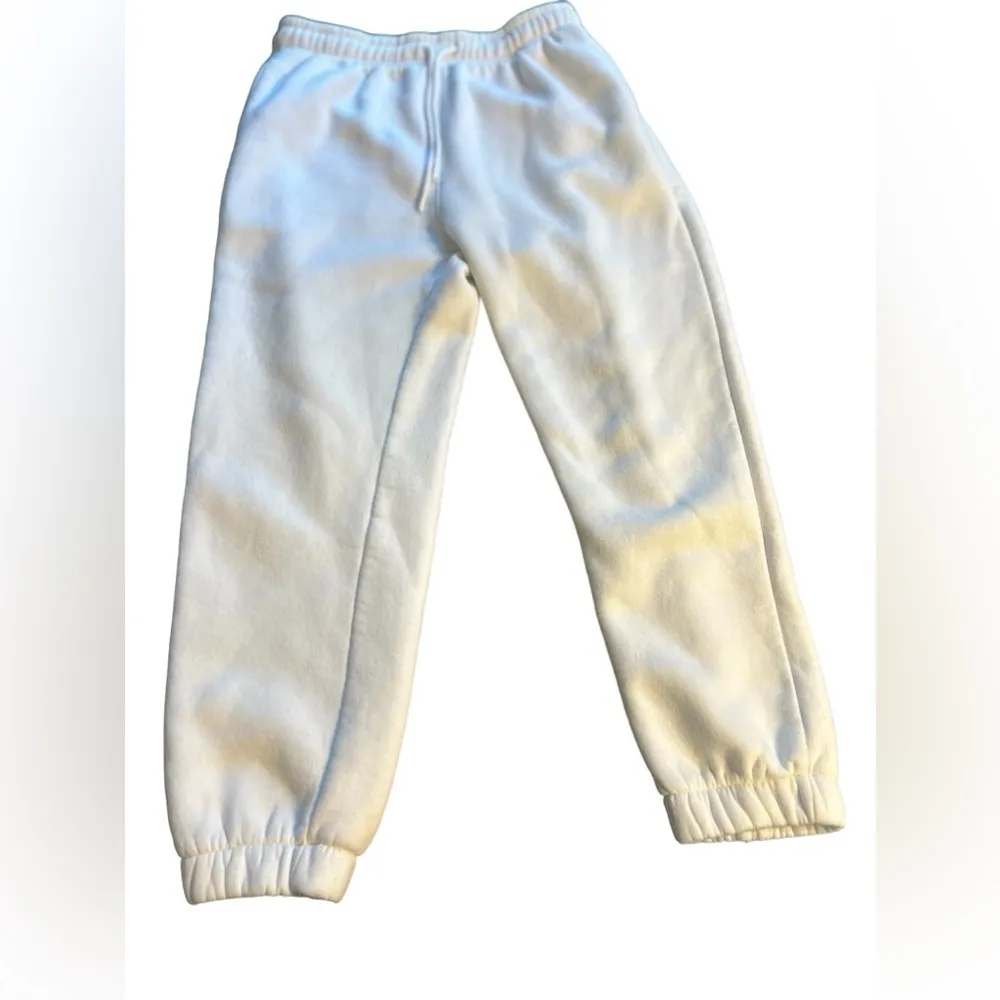 Mona B Sweatpants White Size M‎ Elastic Waist Cuffed Ankles - Image 8