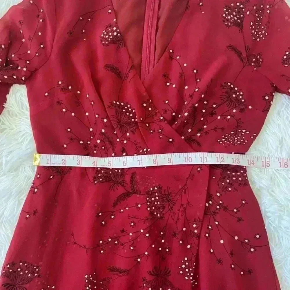 Madewell Red Wrap Floral Print Crepe Mini Dress sz 0 - Image 12