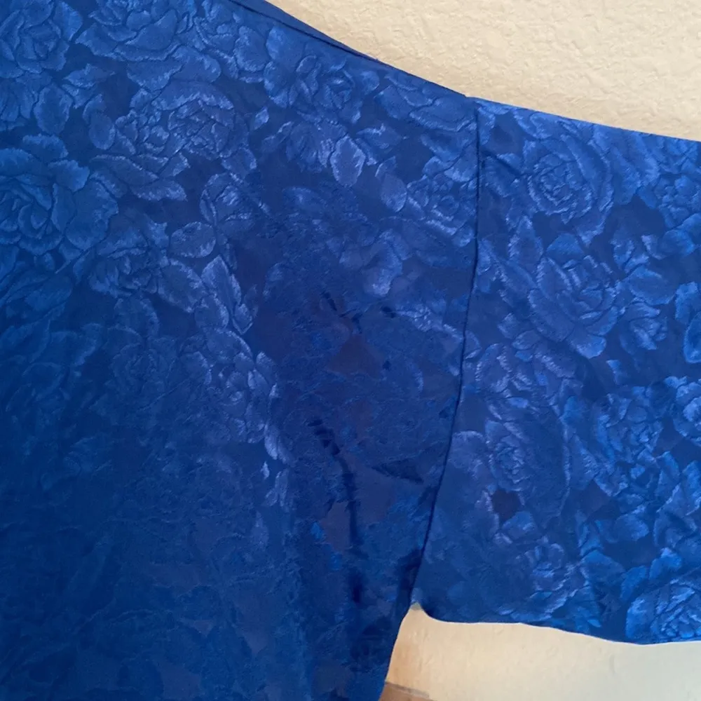 VICTORIA Secret Vintage Gold Label Vintage Blue Robe Damask Floral One Size - Image 2