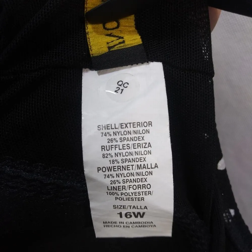 Inches Away Black Polka Dot Tiered Ruffle One Piece Swim Suit size 16W - Image 6