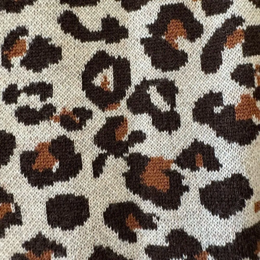 Peter Millar Trendy 100% Merino Wool Leopard Print Ribbed Navy Blue SZ M #2291 - Image 8