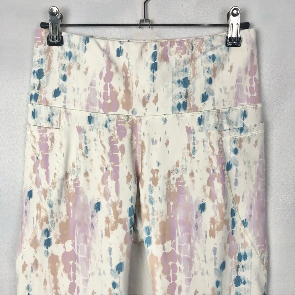 Old Navy Elevate Purple & Blue Paint Printed Athletic Leggings S - Image 3