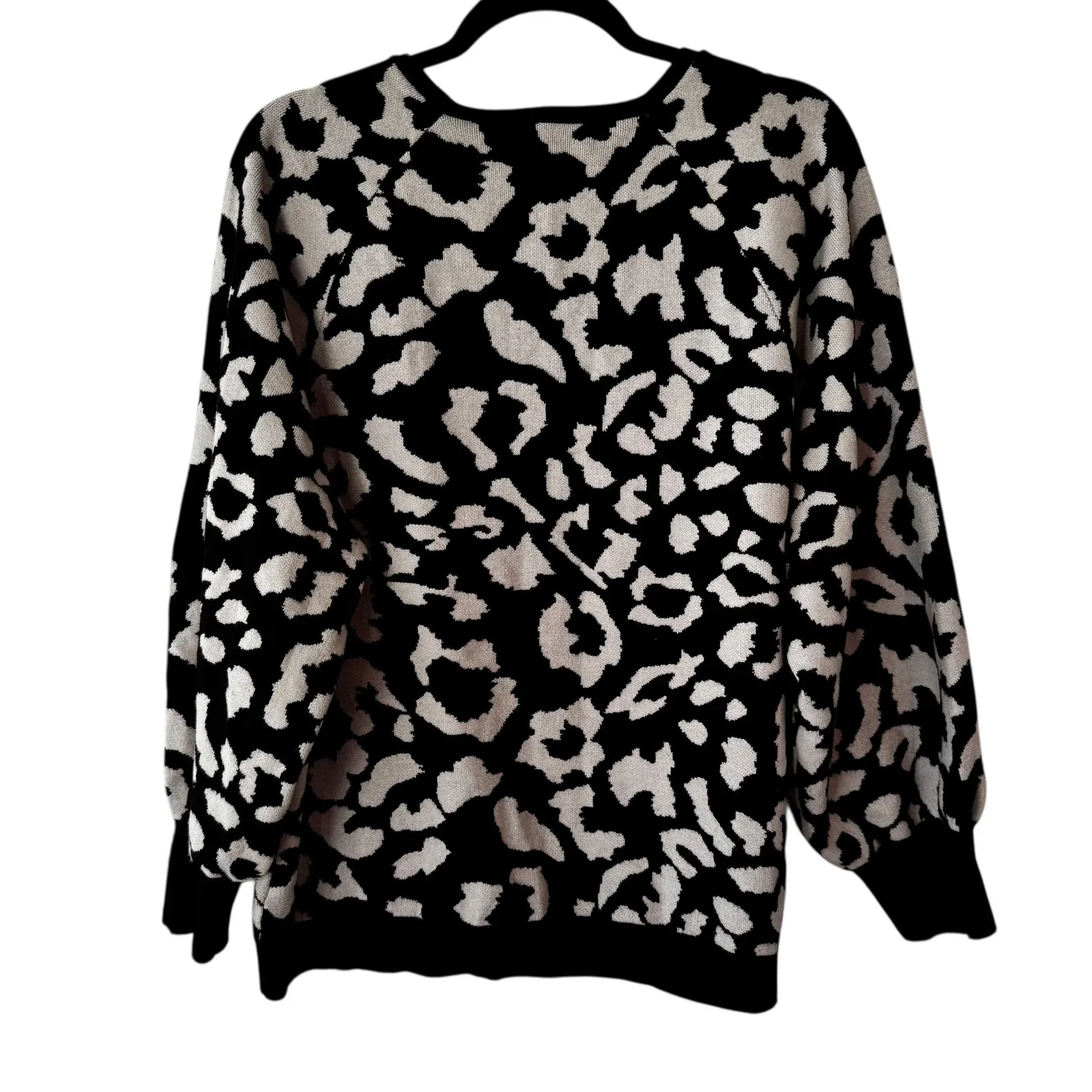 Philosophy Woman Leopard Print V Neck Sweater 2X Black White Viscose Blend - Image 8