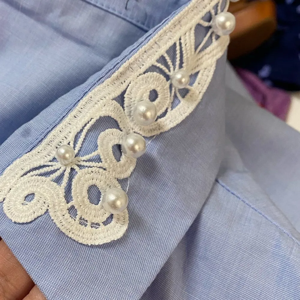 ZARA BASIC COLLECTION Light Blue Button Down Shirt - Image 7