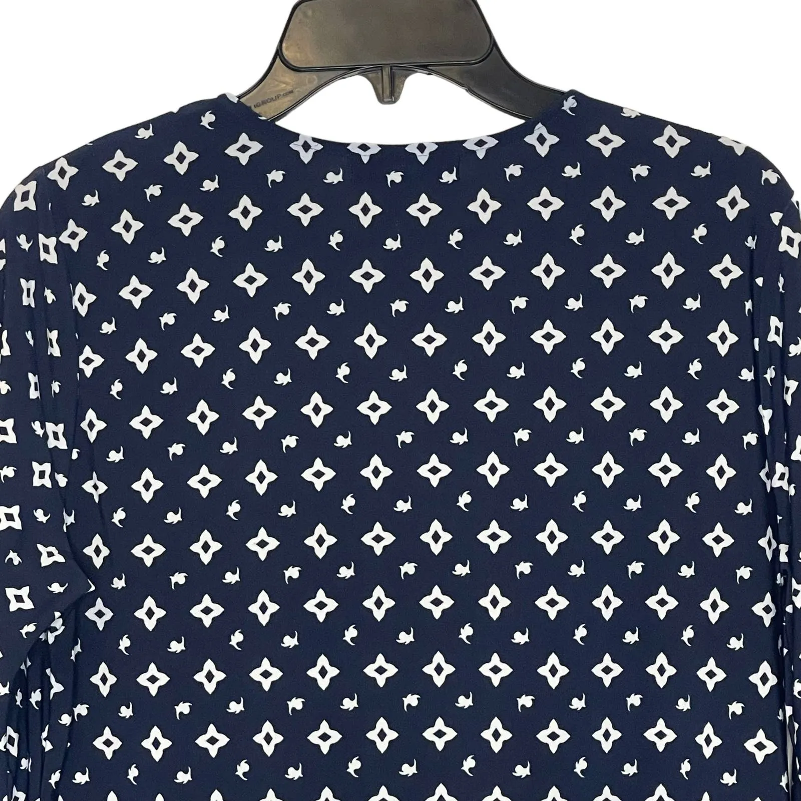 Lauren Ralph Lauren Petite Geo Keyhole Top 3/4 Sleeve Side Slit Hem Women Medium - Image 7