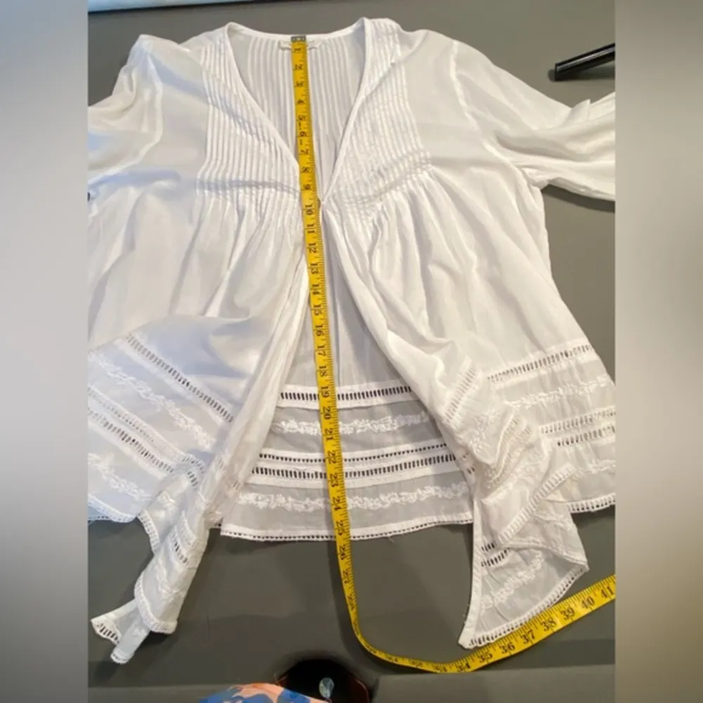 Lara Ethnics by Nature France, white cotton eyelet oversized loose fit top, L/XL - Image 6