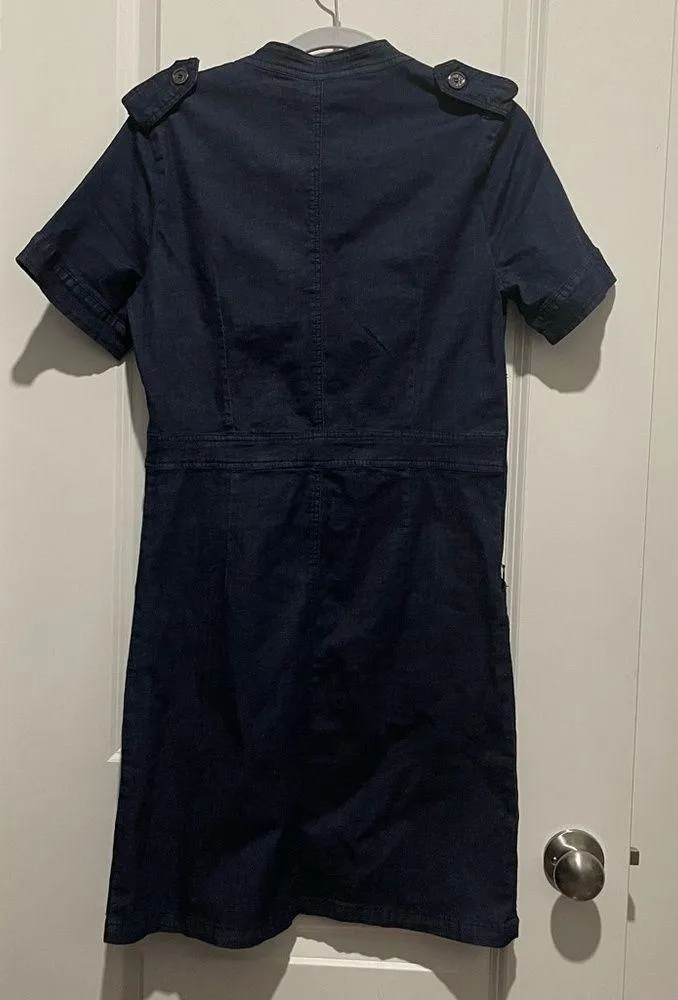 Navy blue V neck short sleeve denim dress Size M - Image 3