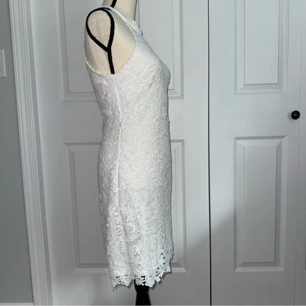 Lulu's Ivory Floral Lace Mini halter Dress lined Coastal Cowgirl Bride Size M - Image 3