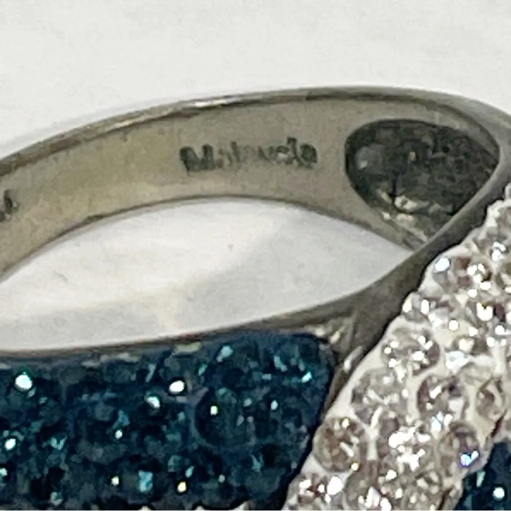 Vintage Brass‎ JCM Silver Blue Stone Statement Ring - Image 4