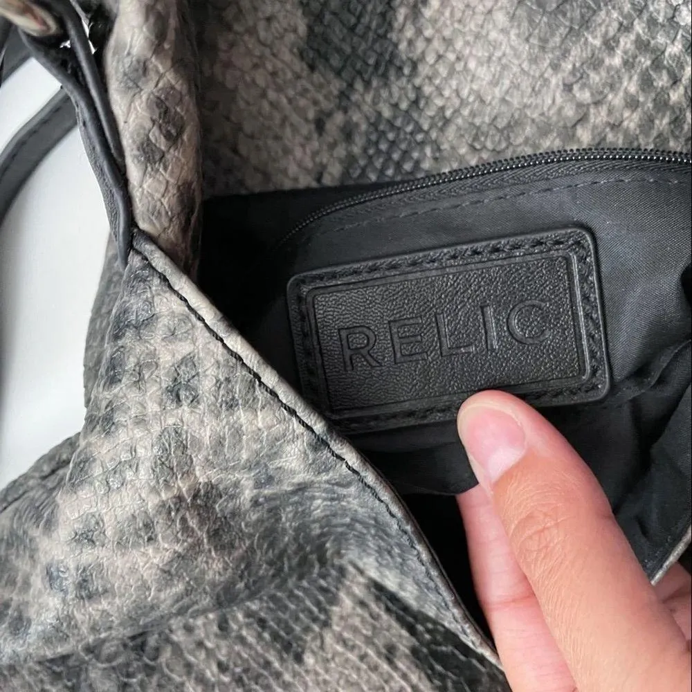 Snakeskin Crossbody Bag Grey/Black - Image 7