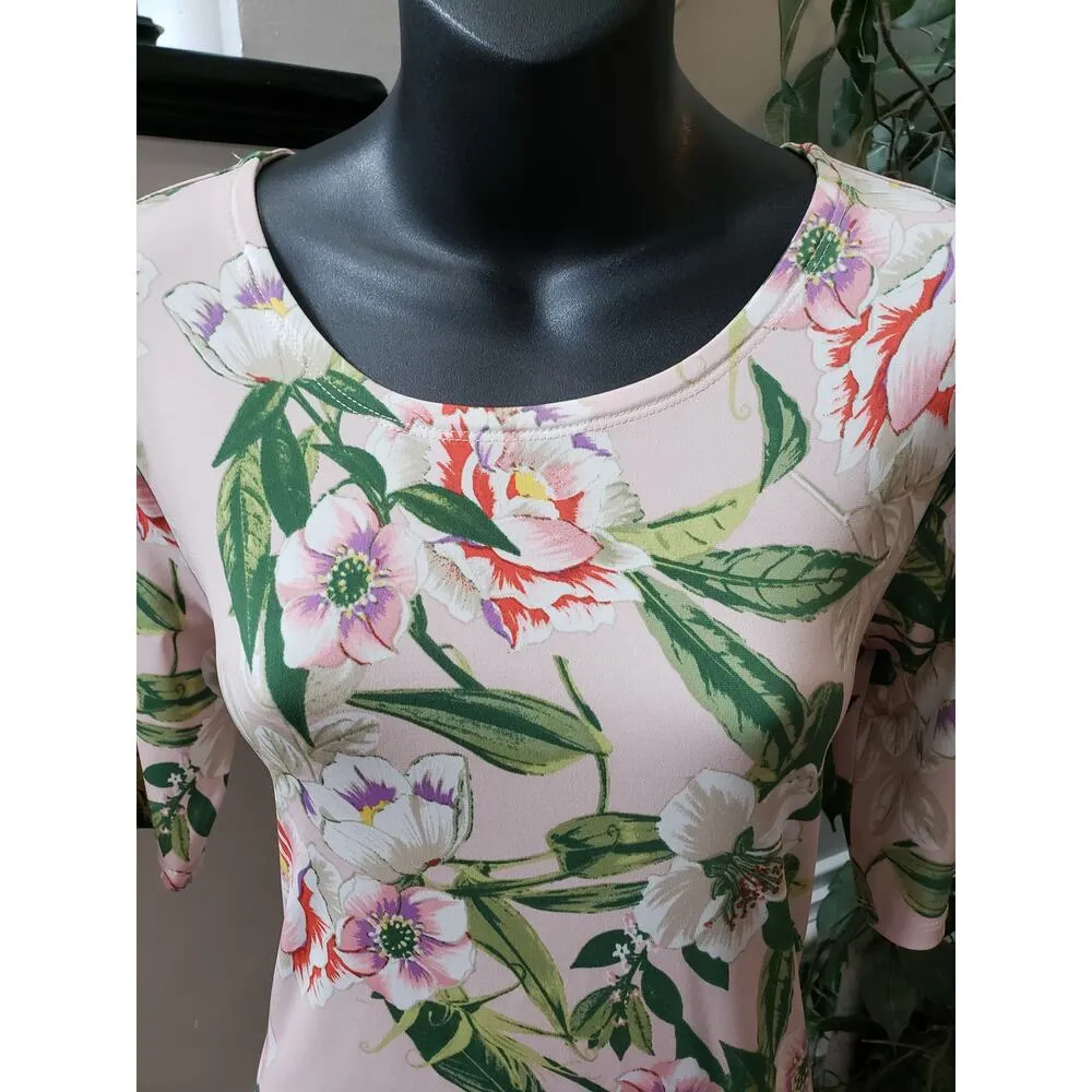 Grace Elements Dress Women S Pink Floral Sheath Stretch Short Sleeve Spring - Image 6