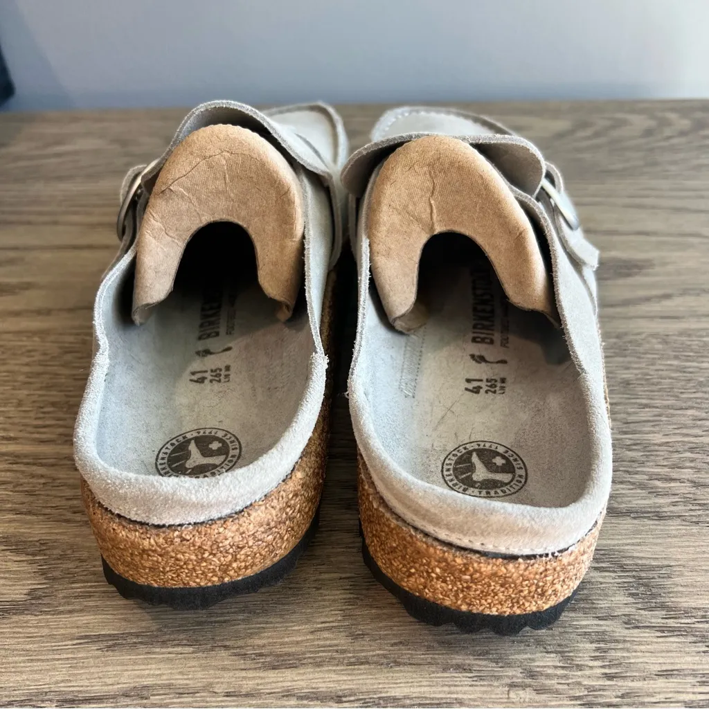 Birkenstock Women's Buckley Suede Mules Stone Coin Mineral Gray Size 41 - Image 3