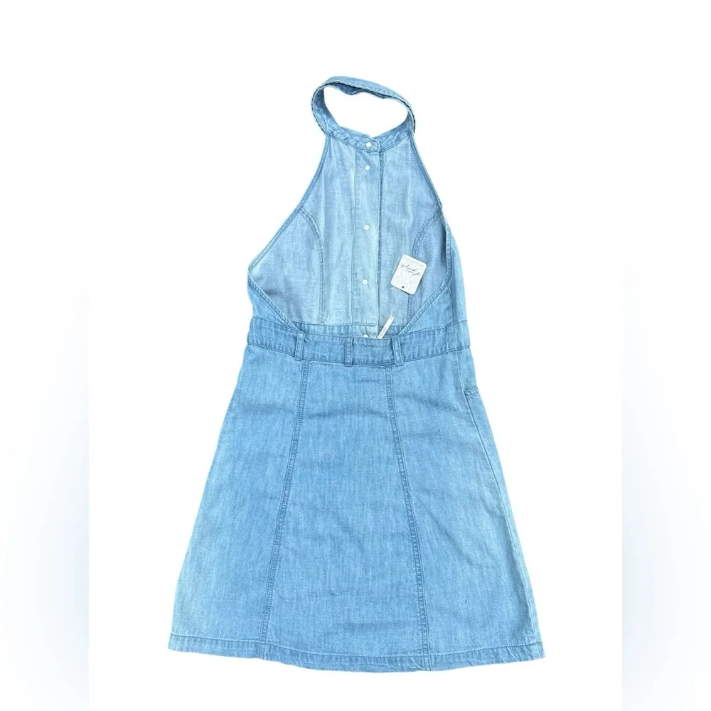 Free People Sami Denim Halter Mini Dress Blue Size XS NWT Open Back - Image 6