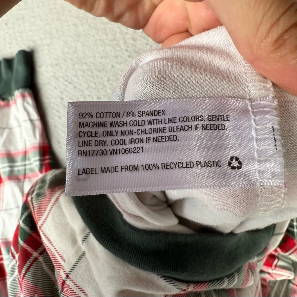 Hearth & Hand Magnolia Holiday Plaid One Piece Union Suit Snap Button Size Large Green - Image 7