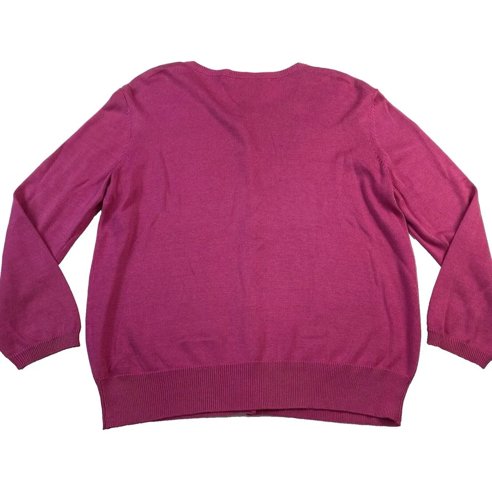 Maggy London Women's Pink Floral‎ Embroidered Silk Blend Cardigan Sweater Size 6 - Image 5