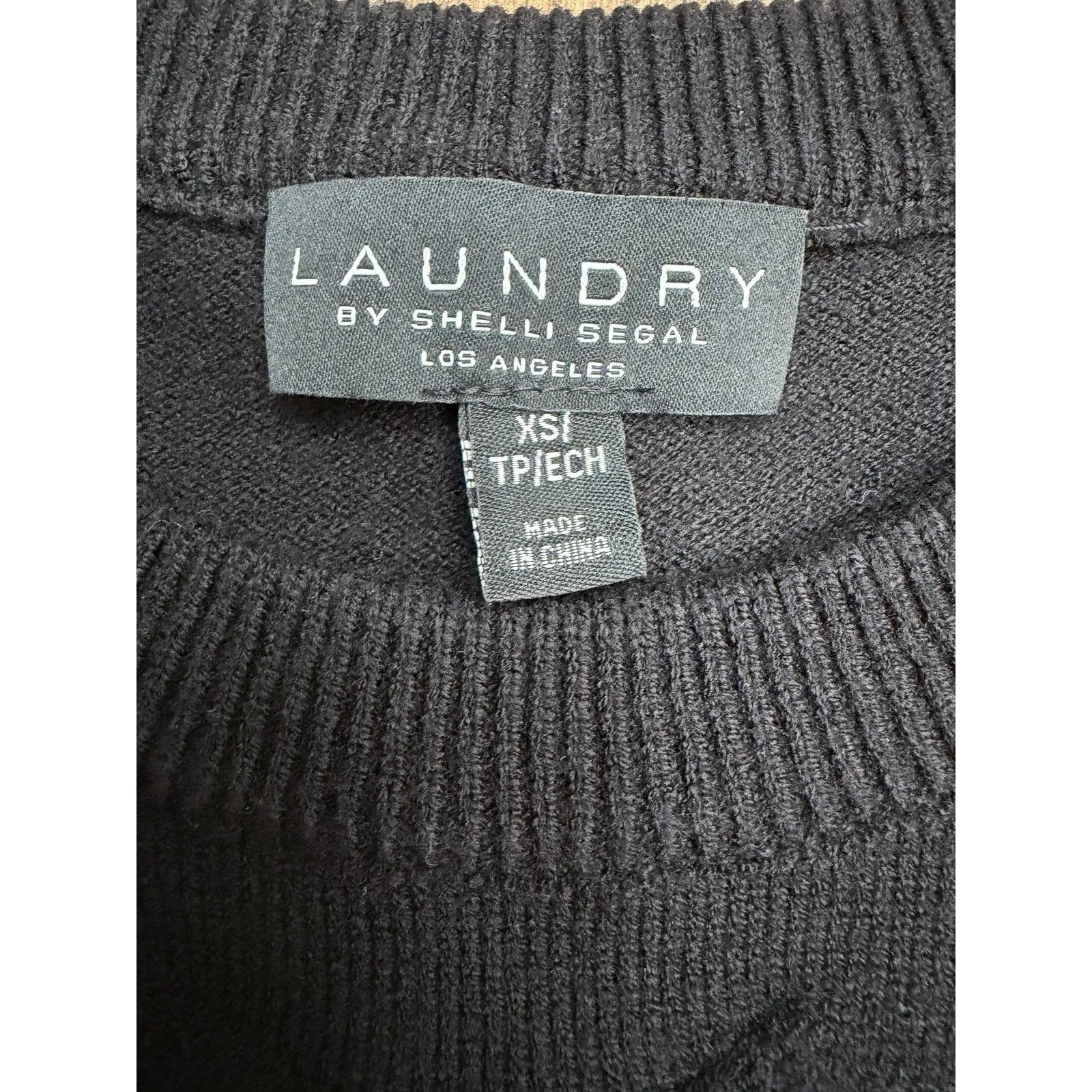 Laundry‎ by Shelli Segal Layered Two-Fer Sweater Top XS Black/Blue Stripes - Image 4