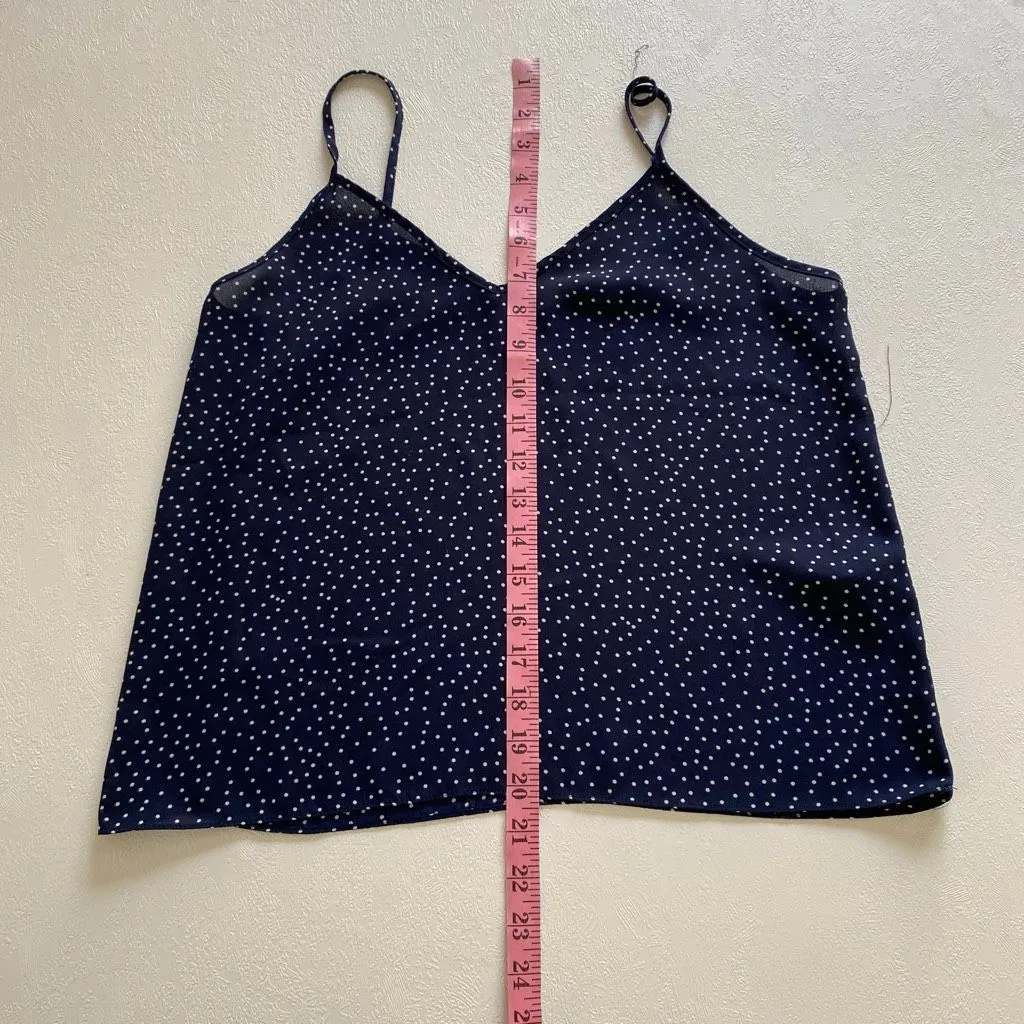 Topshop Polka Dot Cami Tank Top Women’s Size 4 Navy Blue Spaghetti Strap Blouse - Image 5