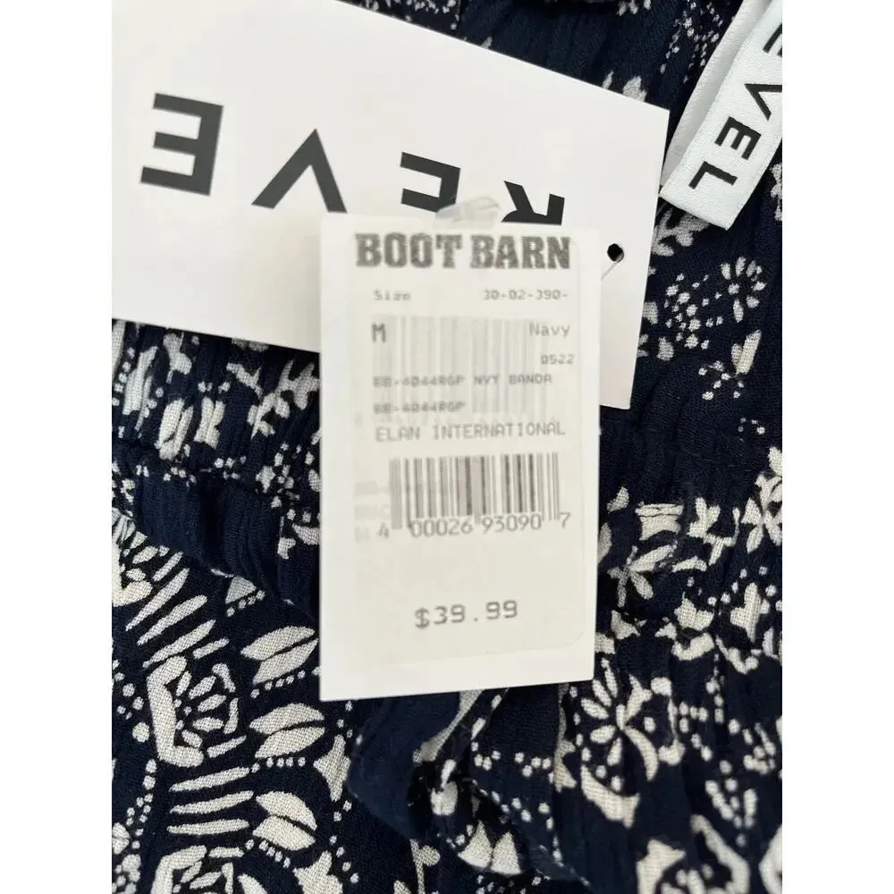 NWT Revel Navy White Cottage Core Boho Granny Hippie Western Women Medium Skirt Blue - Image 3