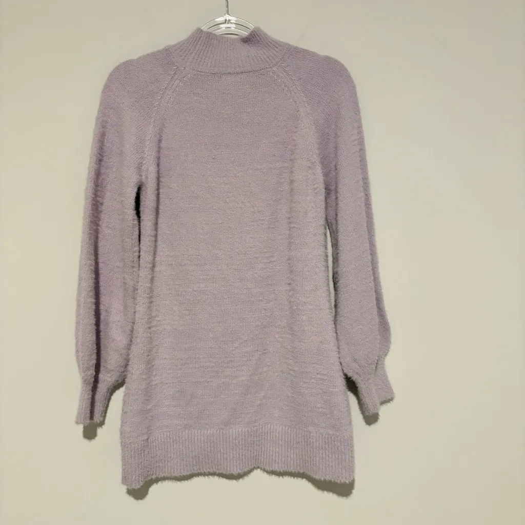 Miami Francesca’s Rosemary Mock Neck Fuzzy‎ Sweater Mini Dress Soft Lilac medium - Image 4