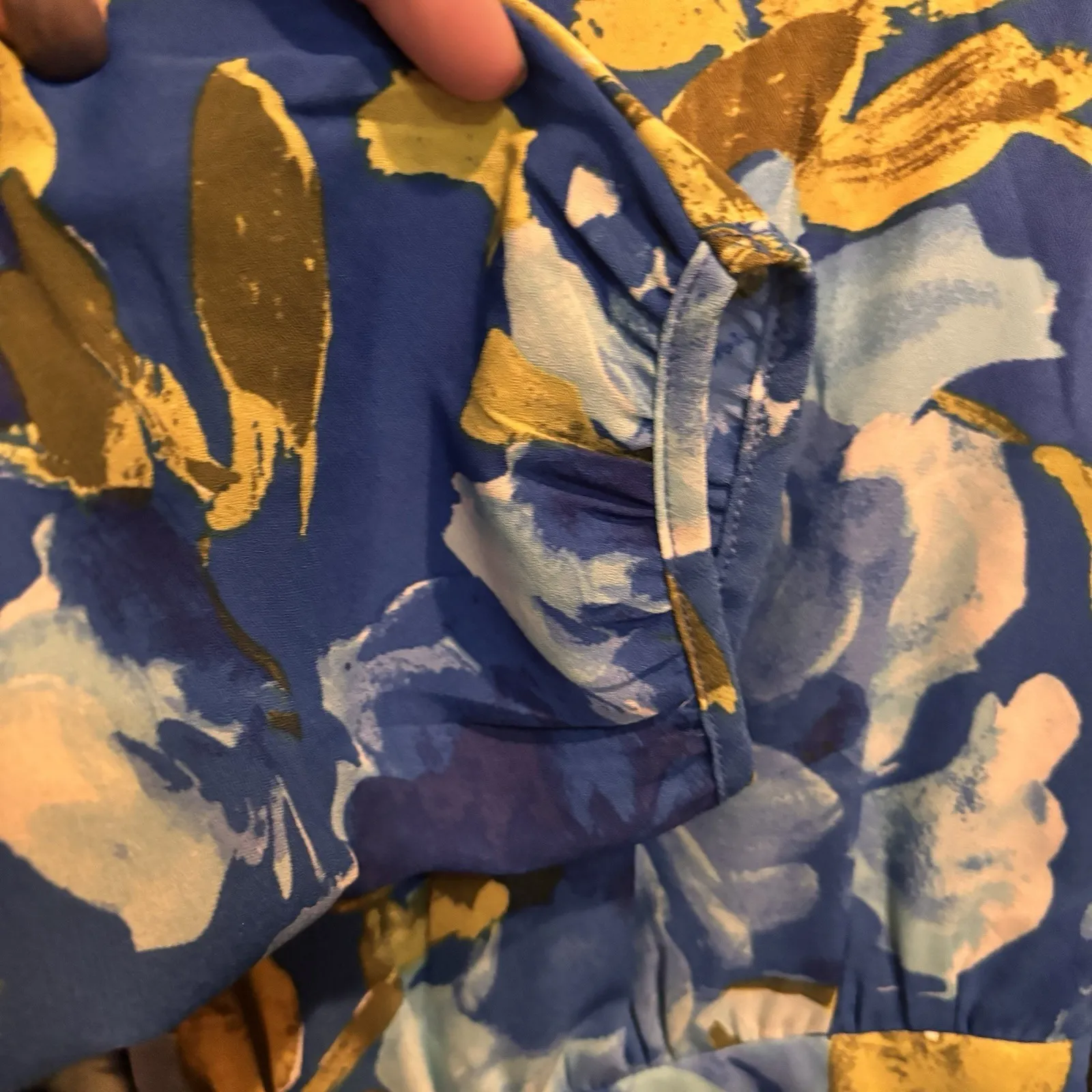 Lulus Sweetest Song Blue Floral Backless Long Sleeve Romper NWT Size L - Image 4