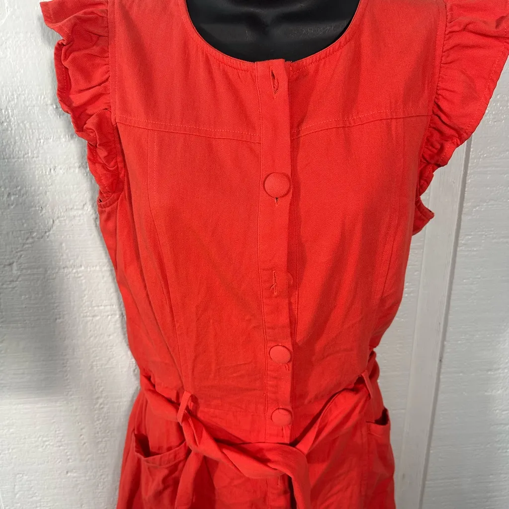 Skies are Blue Red Flutter Sleeve Romper Size Small EUC - Image 5
