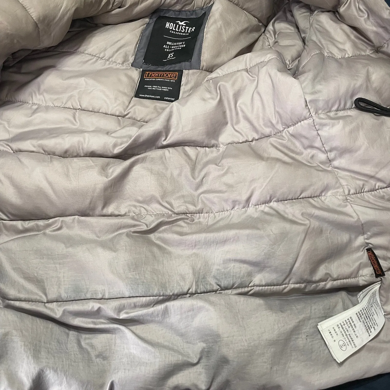 Y2K Hollister Faux Fur Lined Hooded Parka Jacket Coat Black Women's Size XS - Image 10