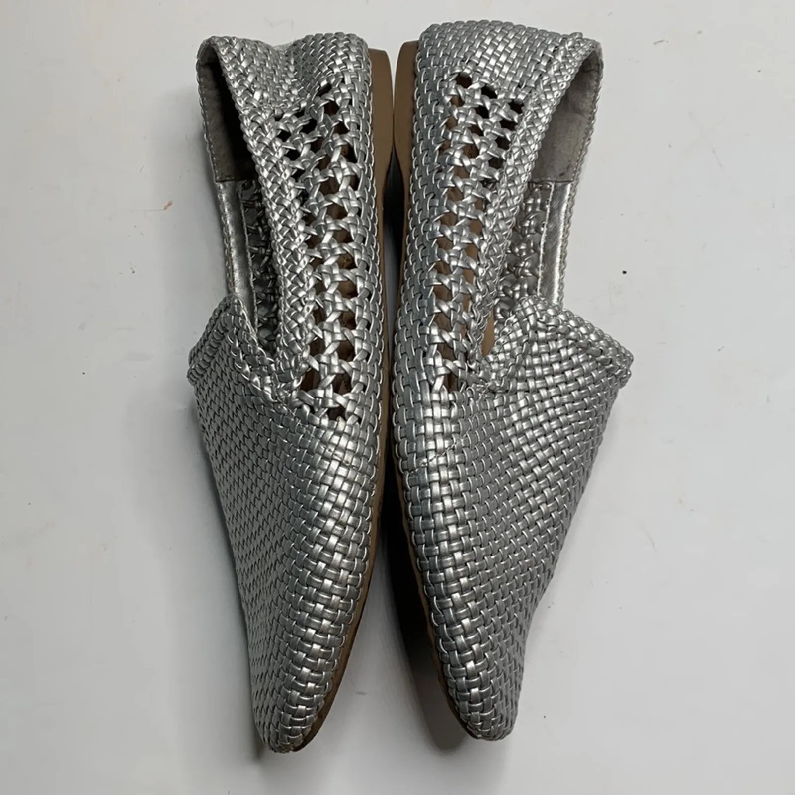 Birdies The Starling Silver Woven Slip On Vegan Leather Loafers S-002 Sz 12 - Image 6