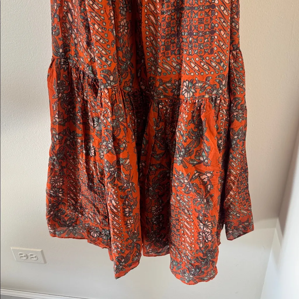ULLA JOHNSON Cari Floral Cover-up Midi Dress In Clementine, Size Large , $445 - Image 6