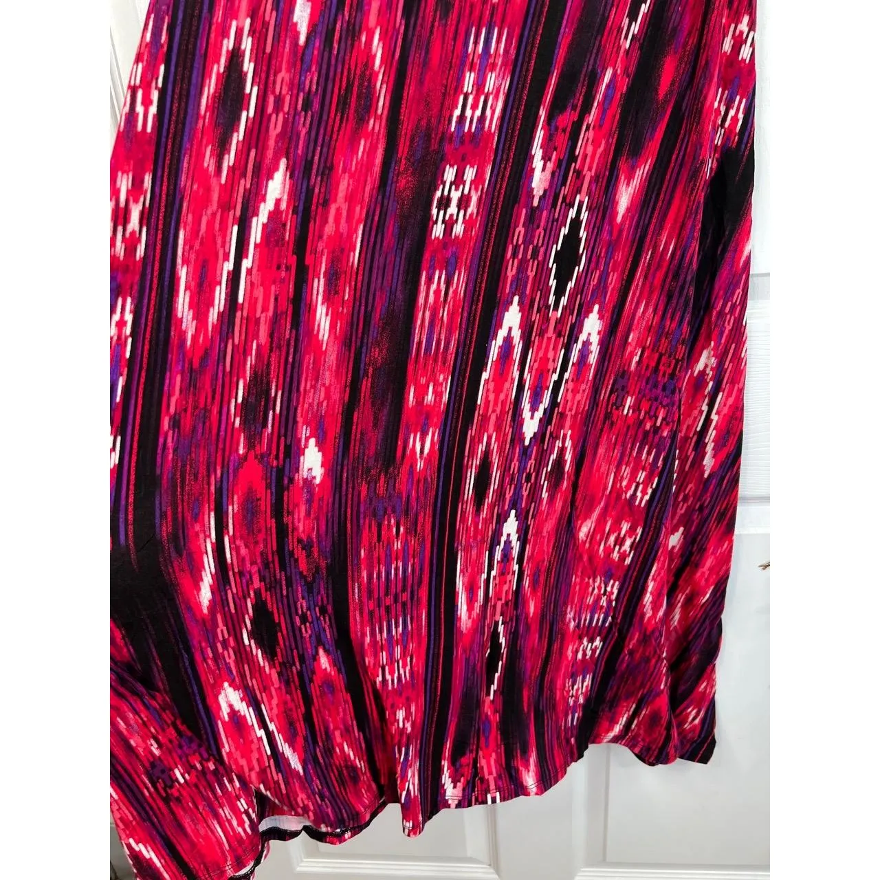 Chelsea & Theodore Boho Maxi Skirt Womens Size S Pink Multi Ikat Boho Tribal Black - Image 6