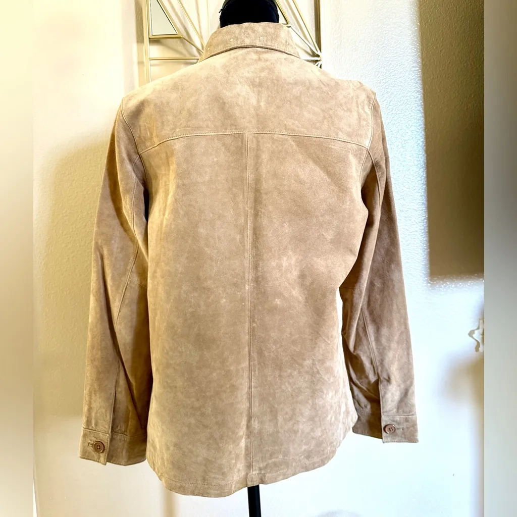 Vintage Embellished Suede Shirt Jacket size large - Image 2