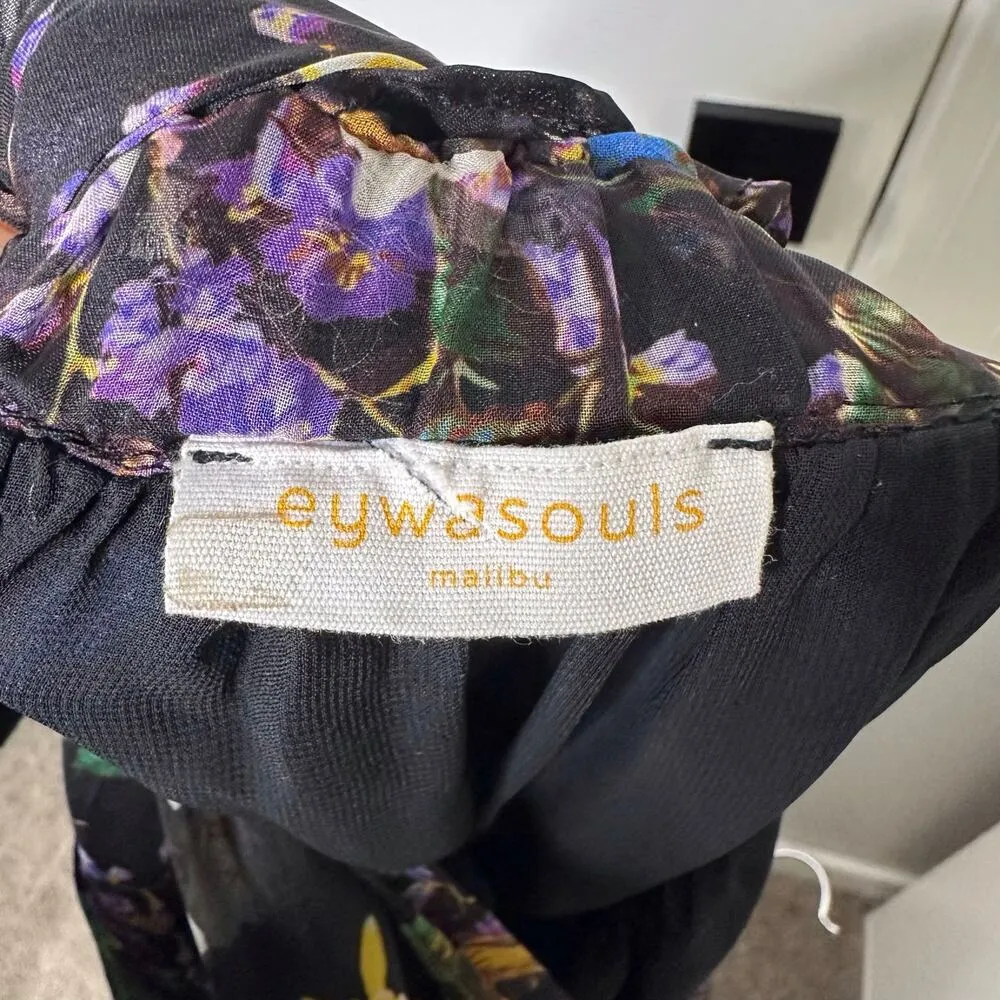 Eywasouls Size XS/S Malibu Event‎ Black Vintage Abroad Maxi Black Floral Print - Image 8