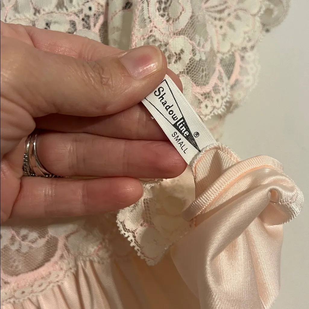 Shadowline Peignoir Robe and Full Sweep Nightgown Set Small Pink Vintage USA - Image 11