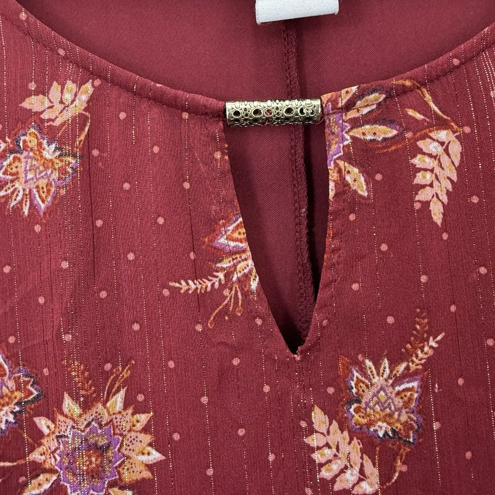 Catherines Red Floral Chiffon Boho Ruffle Bell Sleeve Flowy Top Size 4X‎ - Image 7