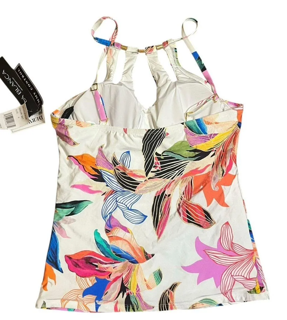 La Blanca  Paradise Floral Keyhole Tankini Top size 6 - Image 2
